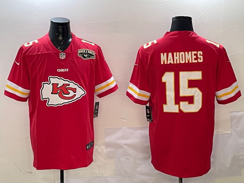 Men Kansas City Chiefs 15 Mahomes Red Nike Team Logo 2025 NFL Jersey style 6